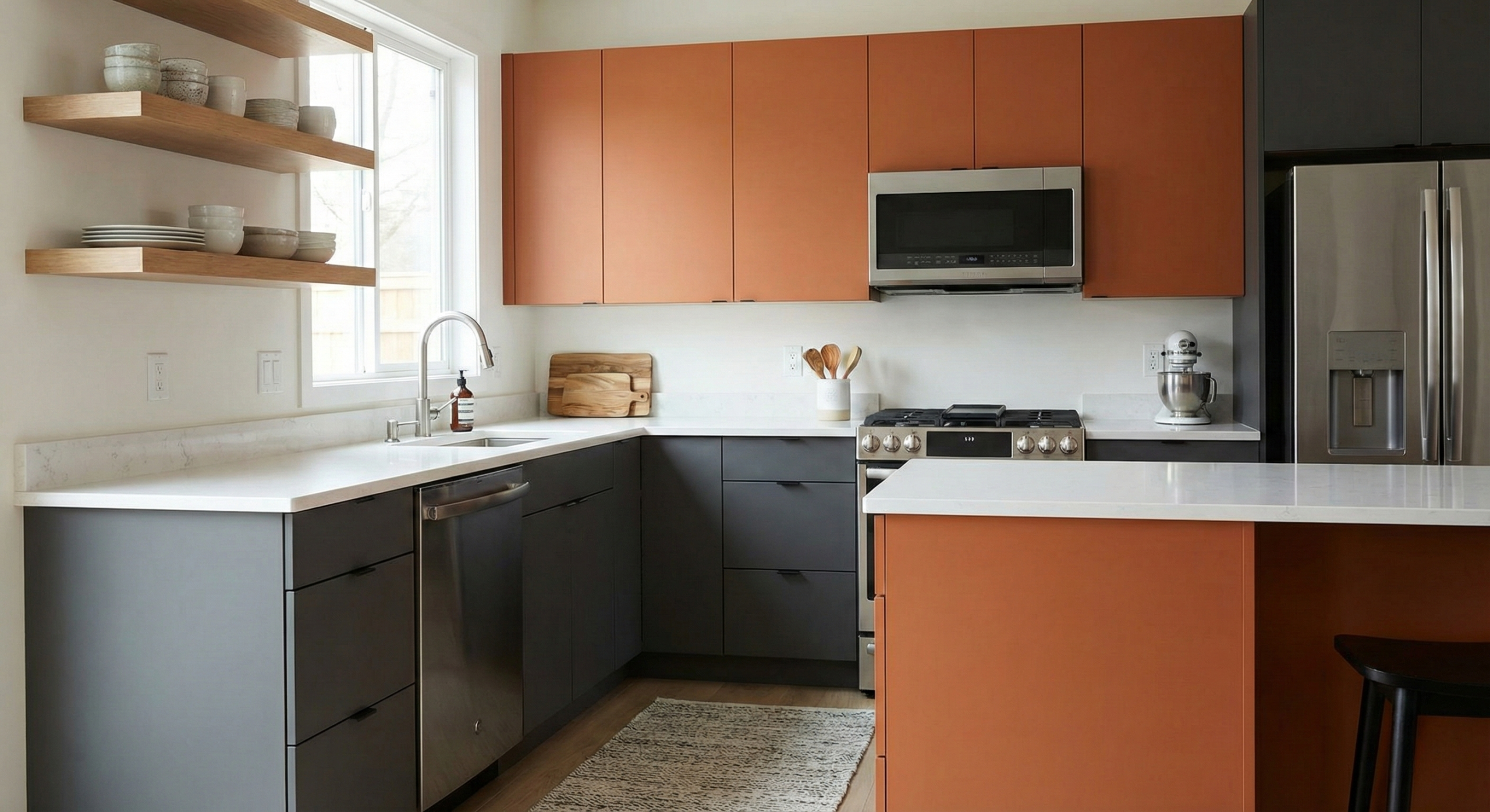 Charcoal Grey and Burnt Orange