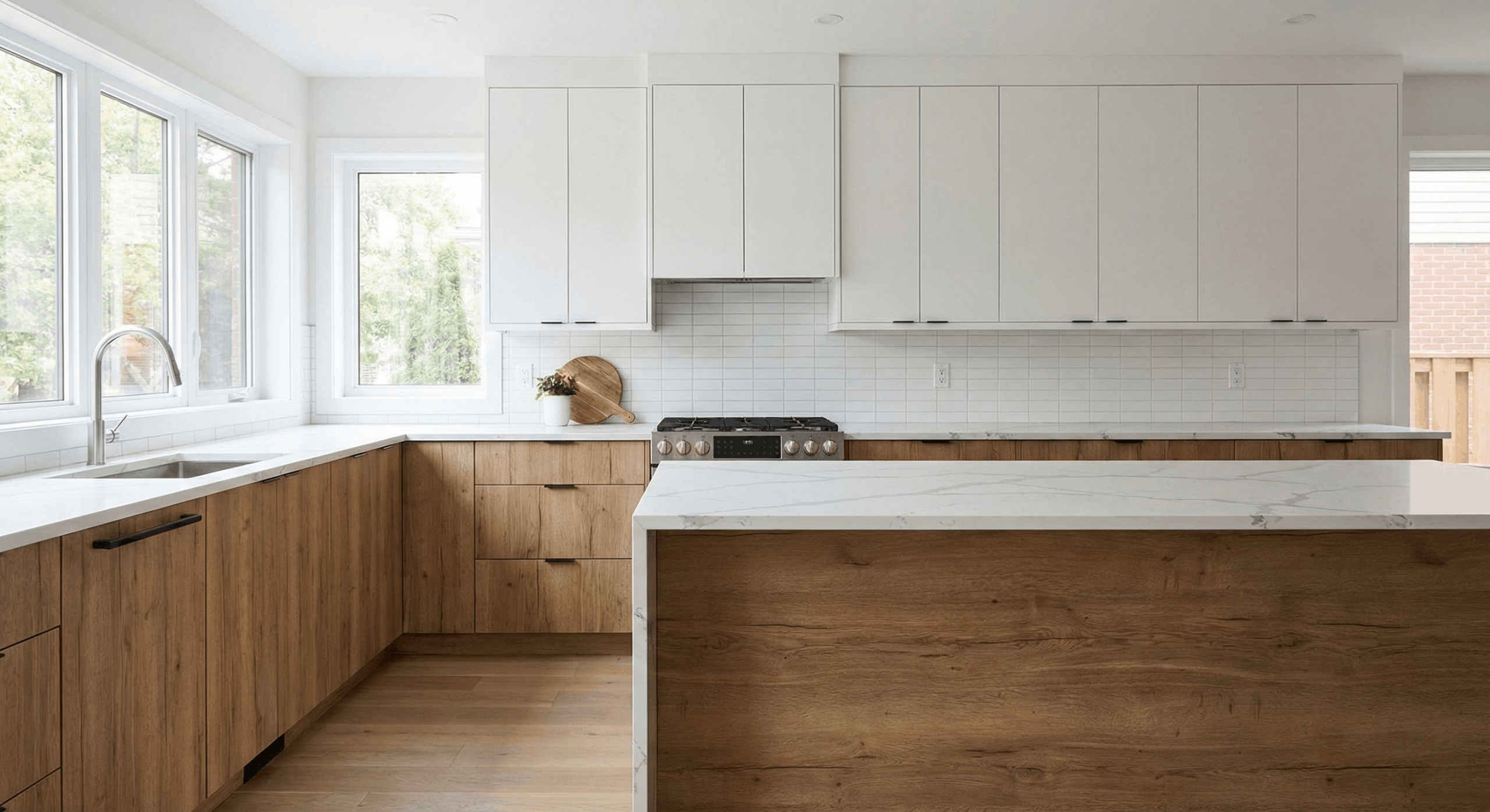 Classic White and Oak Wood