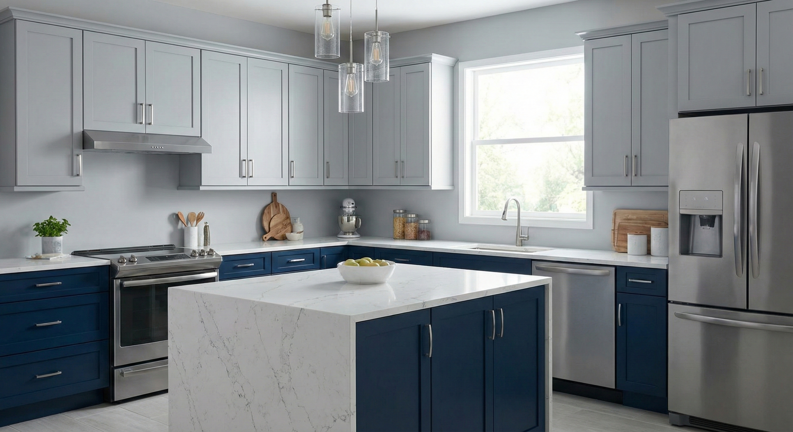 Midnight Blue and Soft Grey