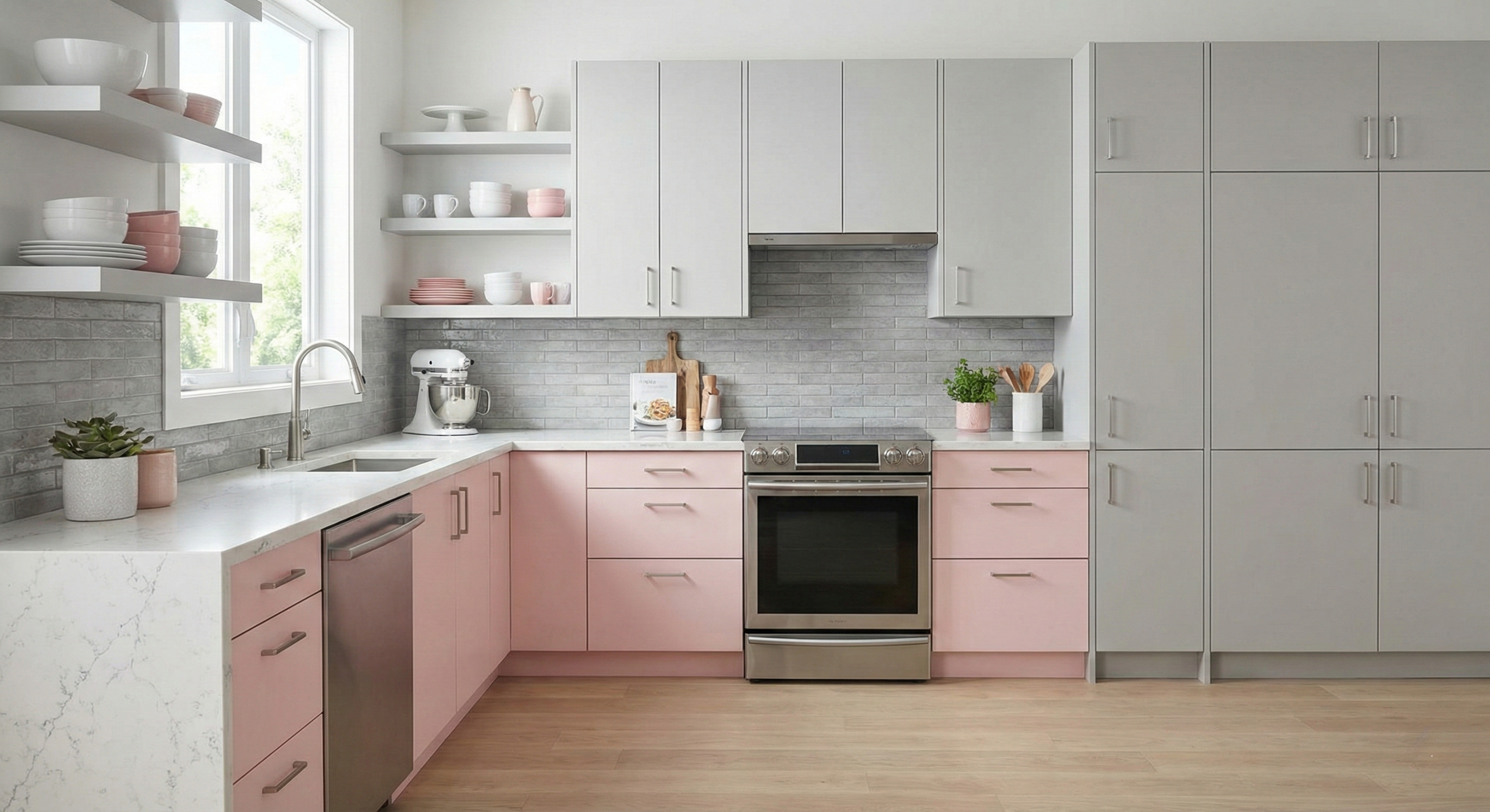 Pastel Pink and Light Grey