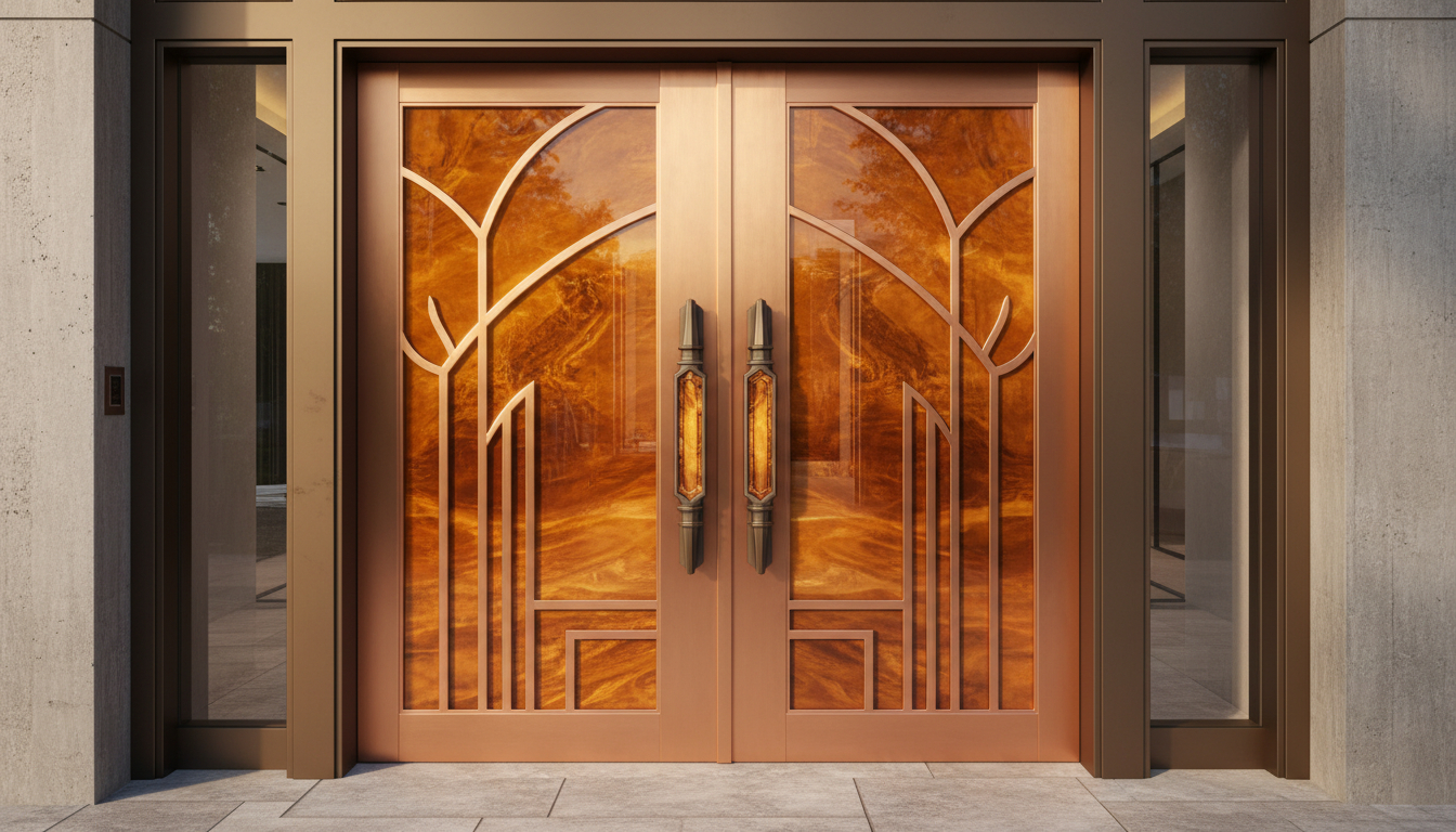 Amber Finish with Metallic Accents Doors