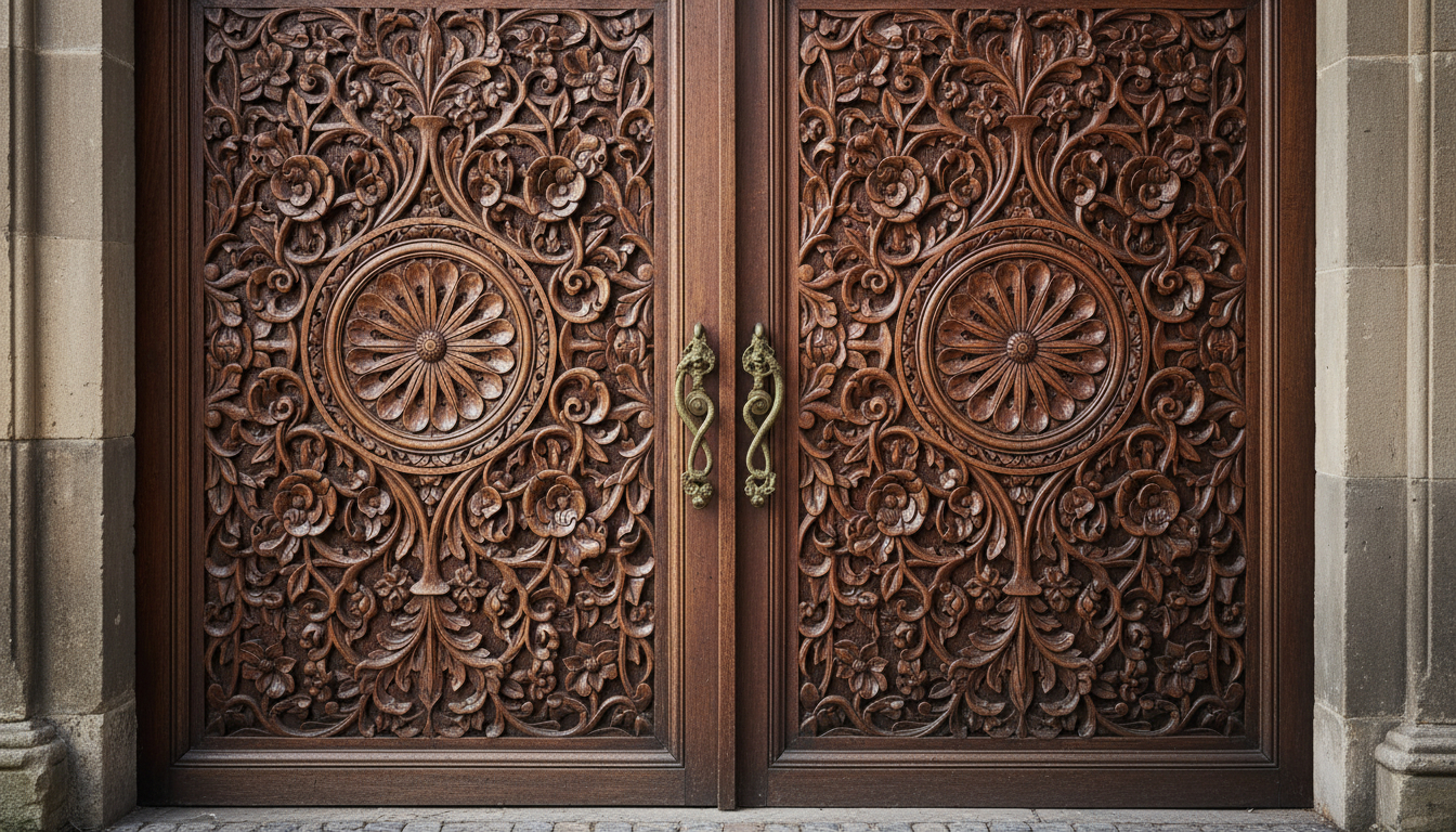Carved Floral Pattern Doors