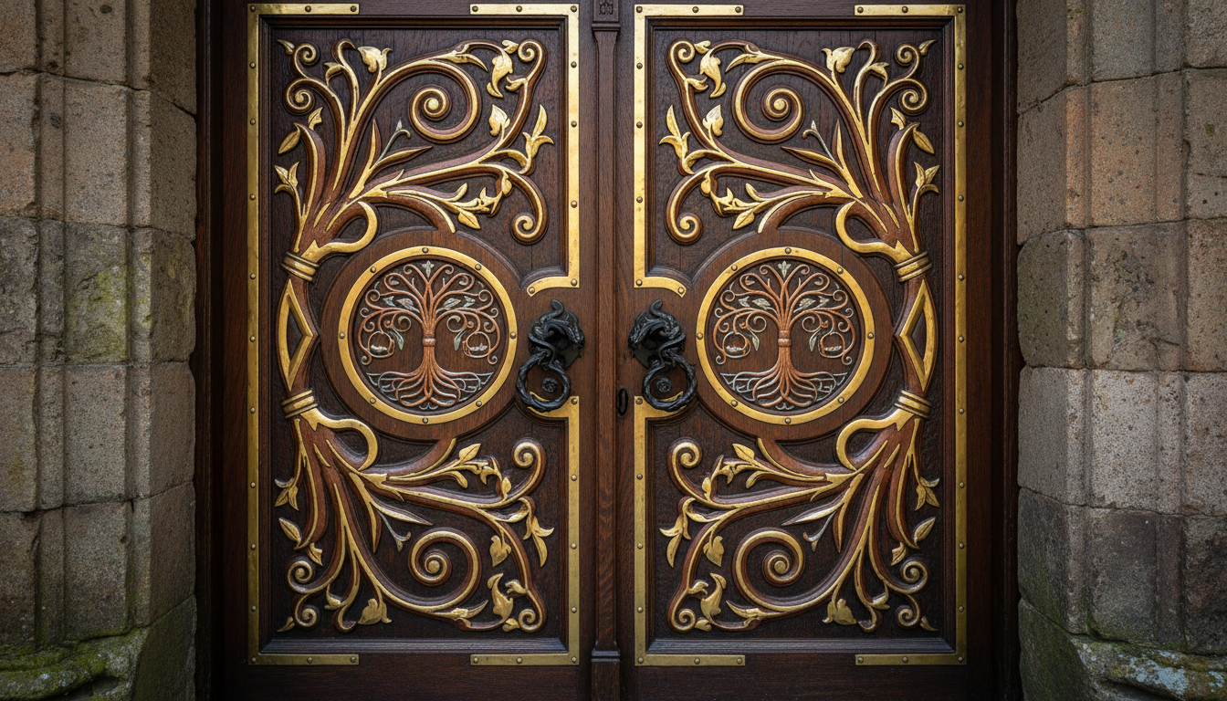 Metal Inlay Wooden Doors