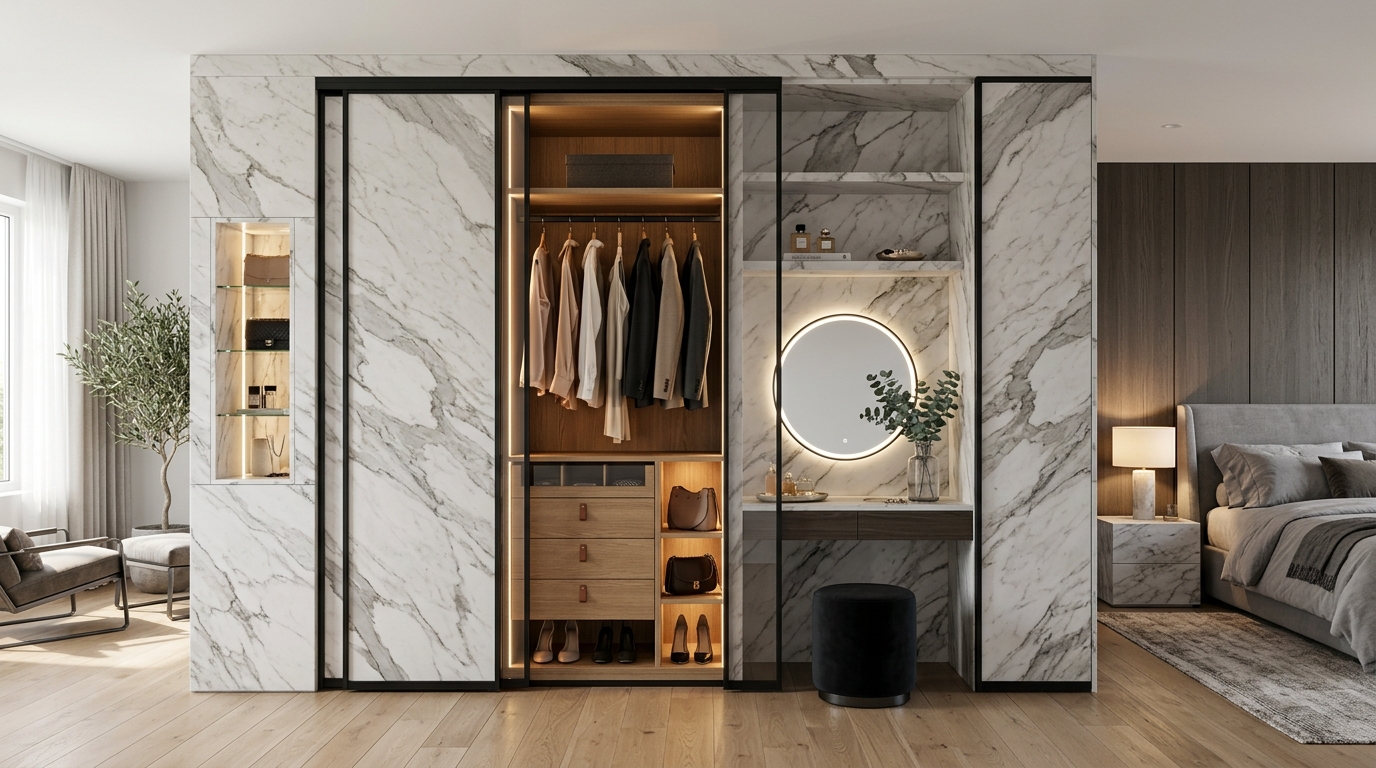 Bedroom Marble Wardrobe Design Ideas 