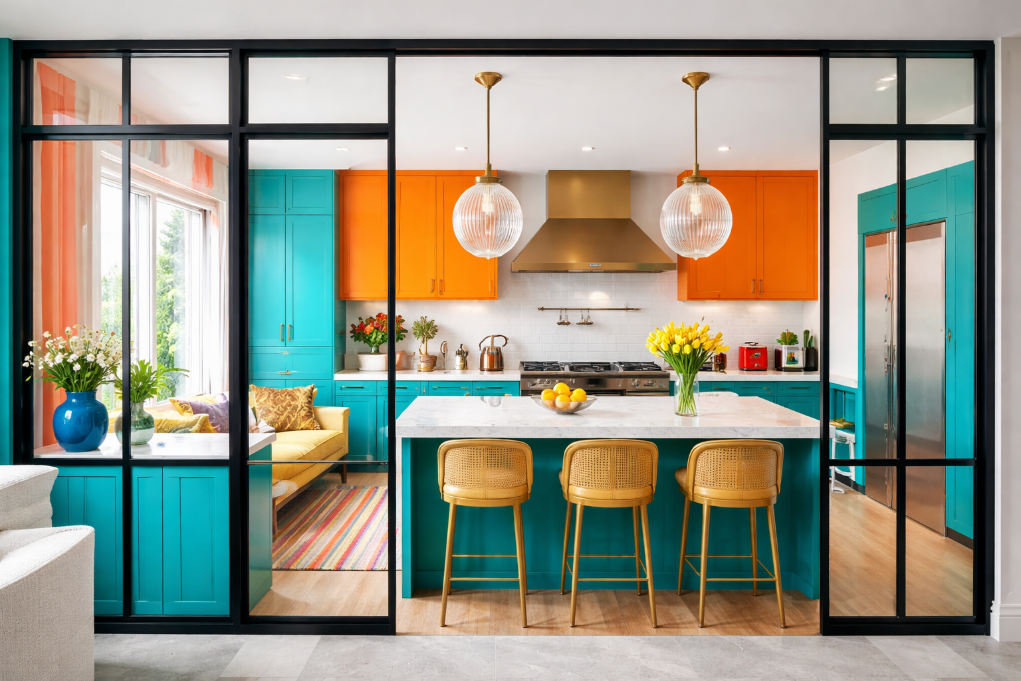 Glass Partition Open Kitchen