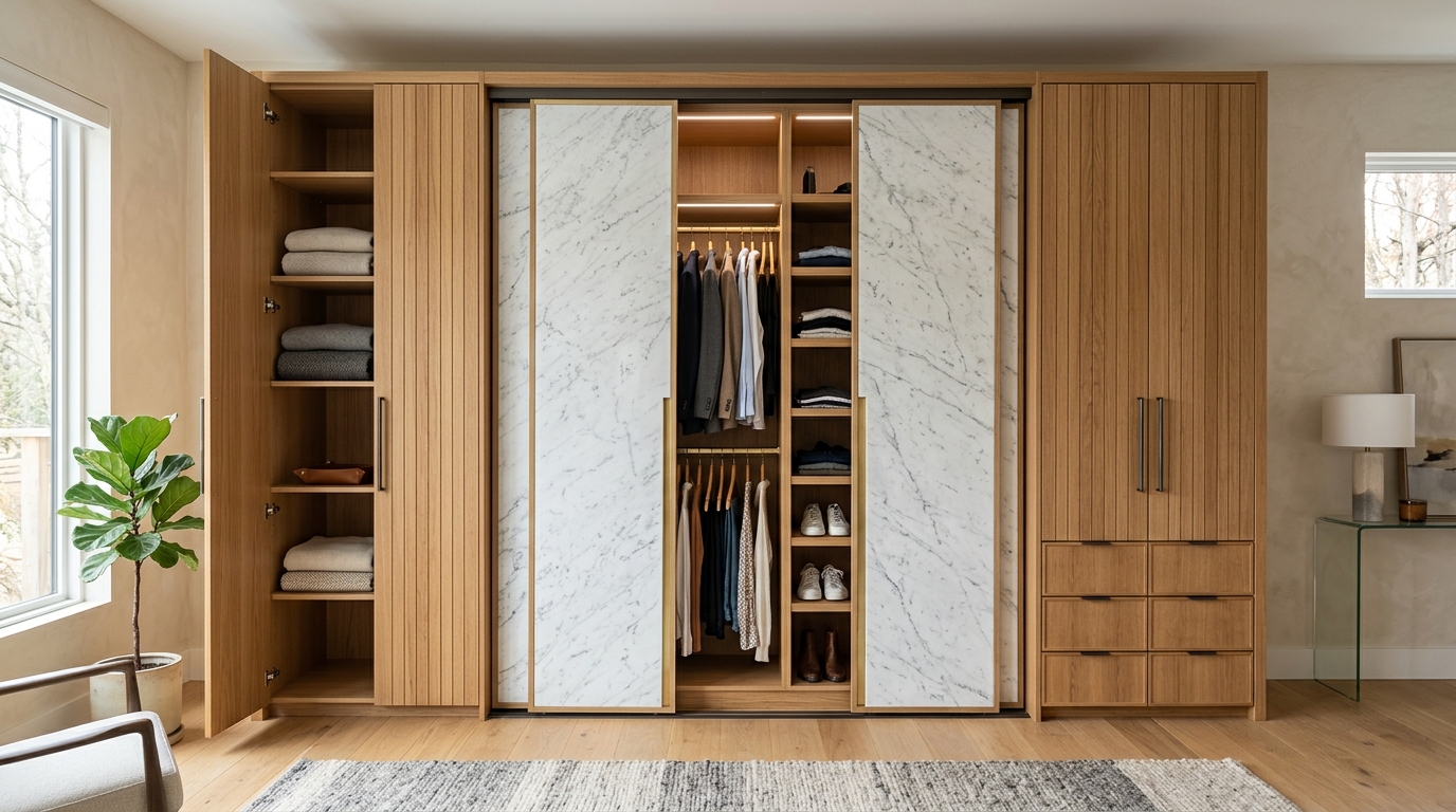 Marble & Wood Combination Wardrobes