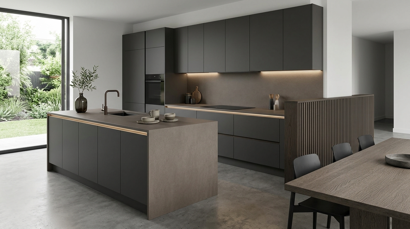 Matte Finish Contemporary Kitchen