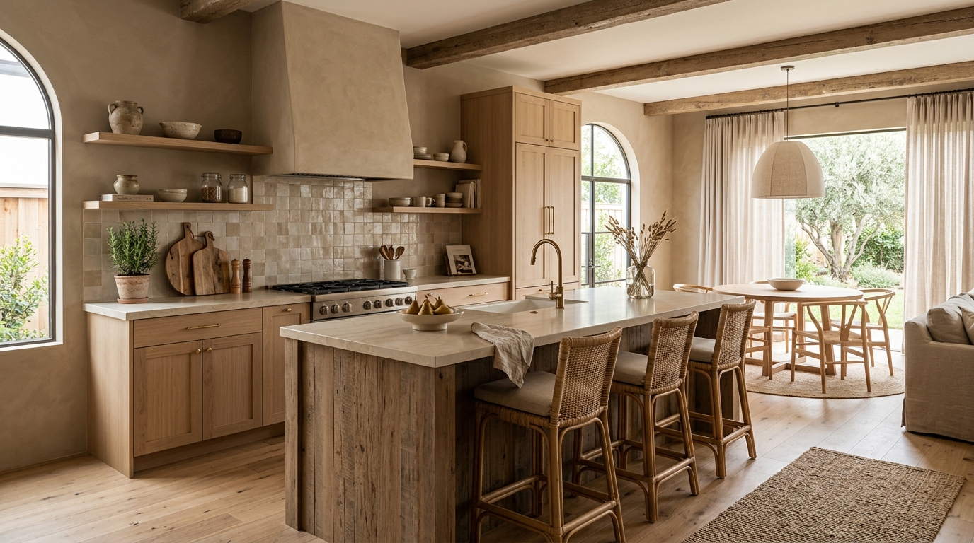 Neutral & Earthy Open Kitchen