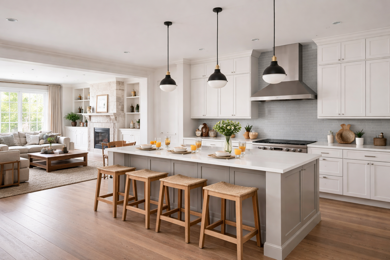 Open Kitchen with Breakfast Counter